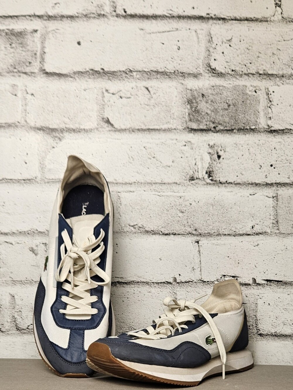 Lacoste Match Break Sneakers White Blue Retro Runner Shoes Men 10.5